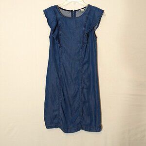 WOMEN'S "CATO Est 1946" Faux Blue Denim Short Sleeveless Dress; Size XS